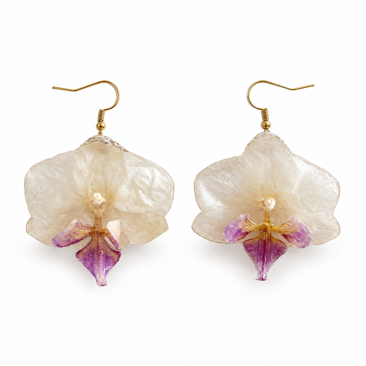 Boucles d'oreilles Jasmine - Orchidée préservée