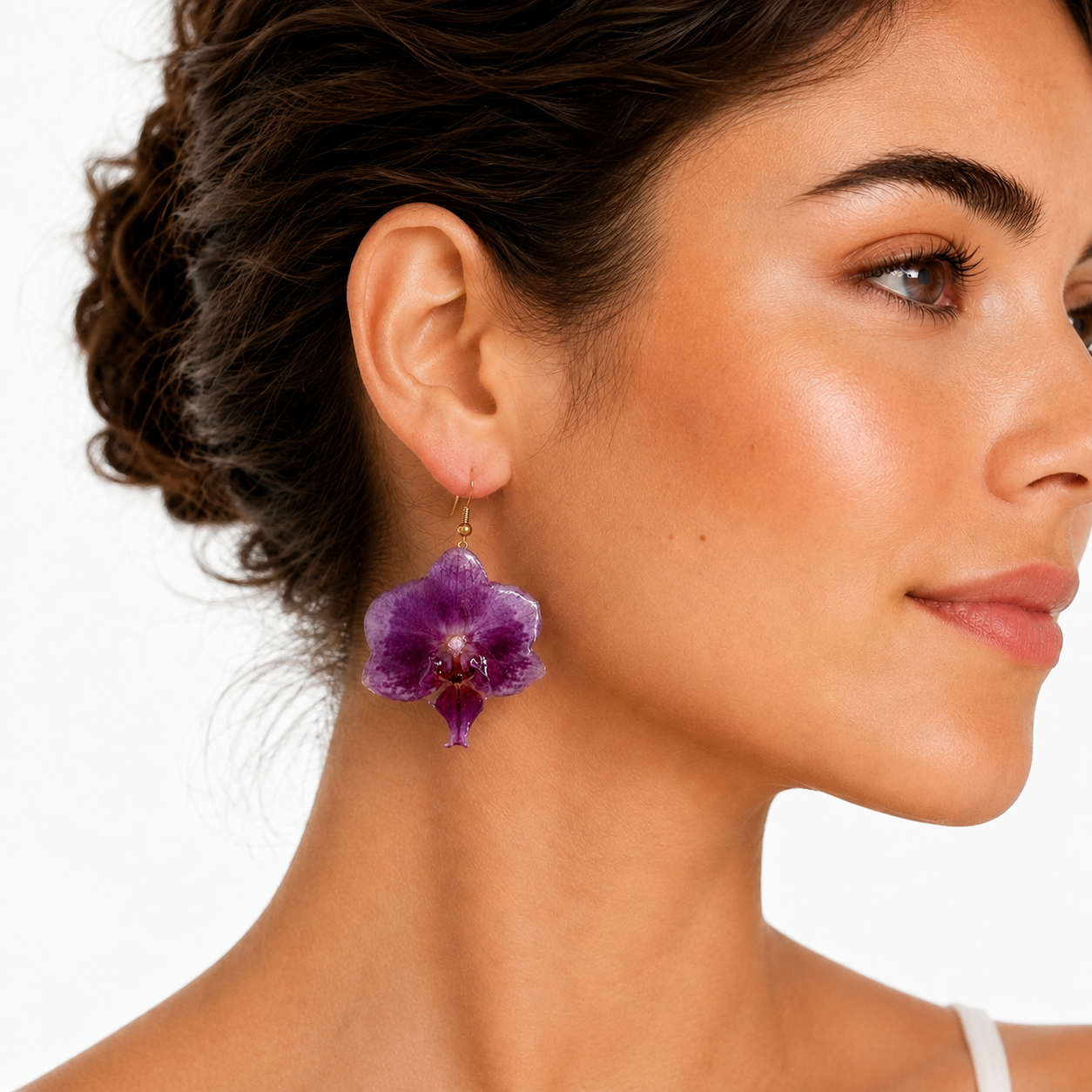 Boucles d'oreilles Capucine - Orchidée préservée