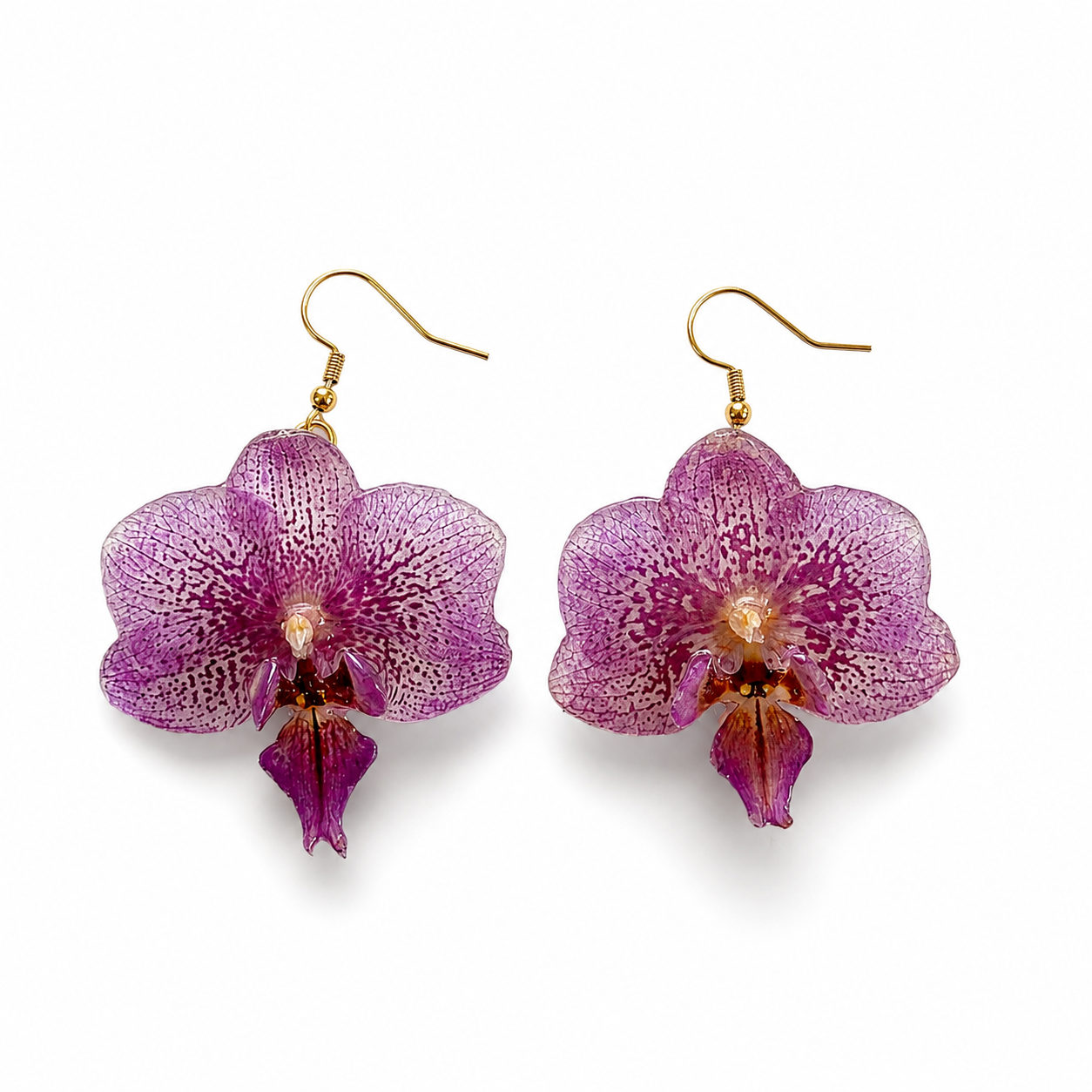 Boucles d'oreilles Iris - Orchidée préservée