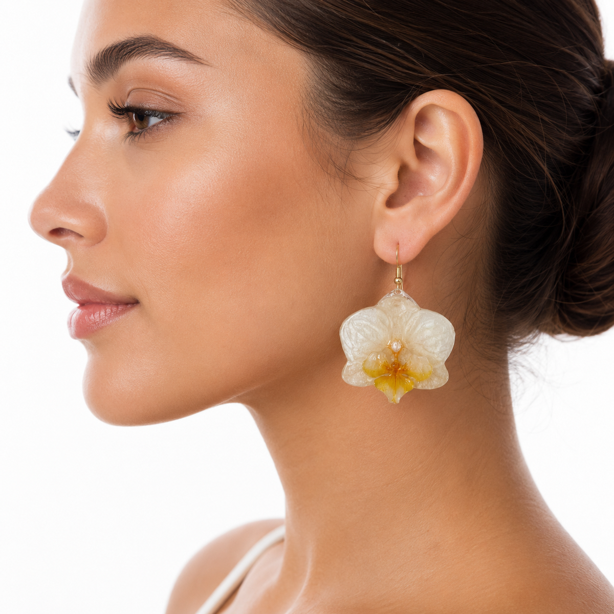 Boucles d'oreilles Perle - Orchidée préservée