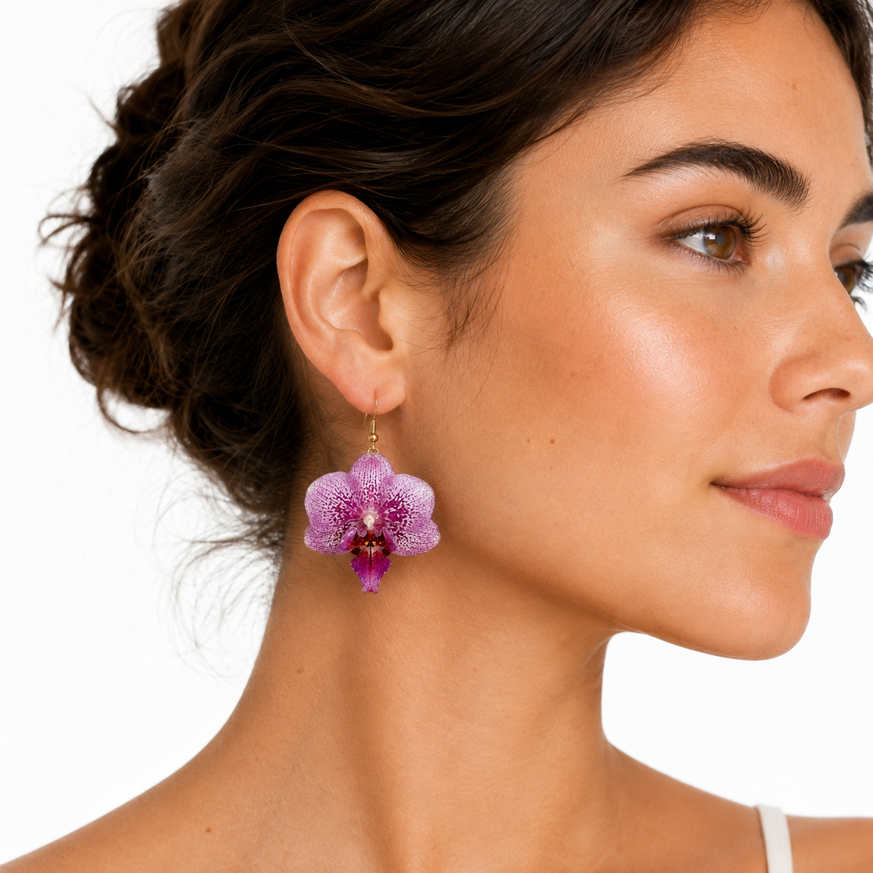 Boucles d'oreilles Iris - Orchidée préservée