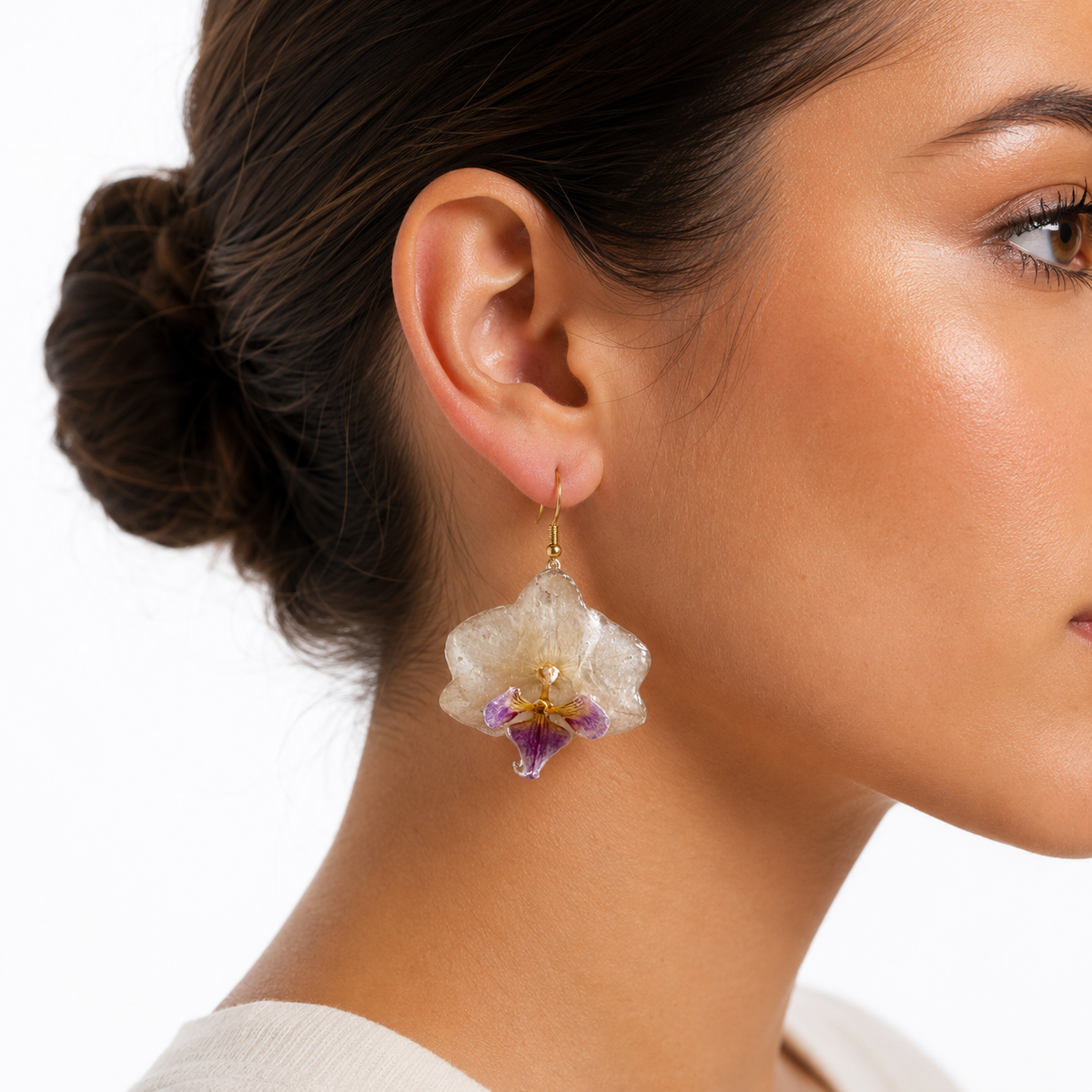 Boucles d'oreilles Jasmine - Orchidée préservée