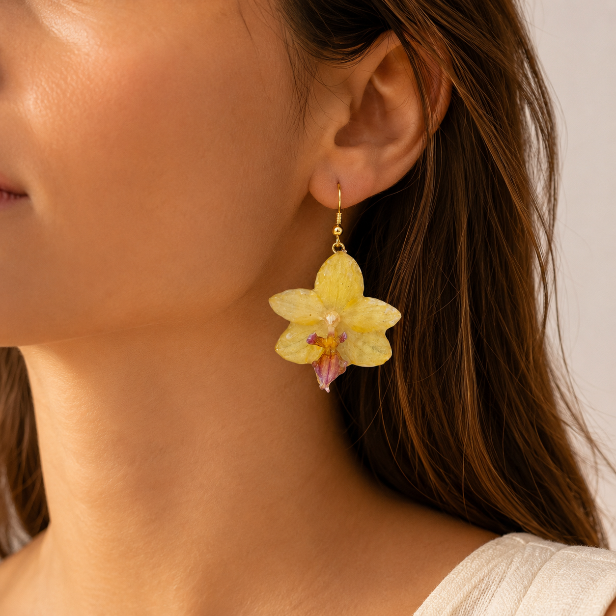 Boucles d'oreilles Lola - Orchidée préservée