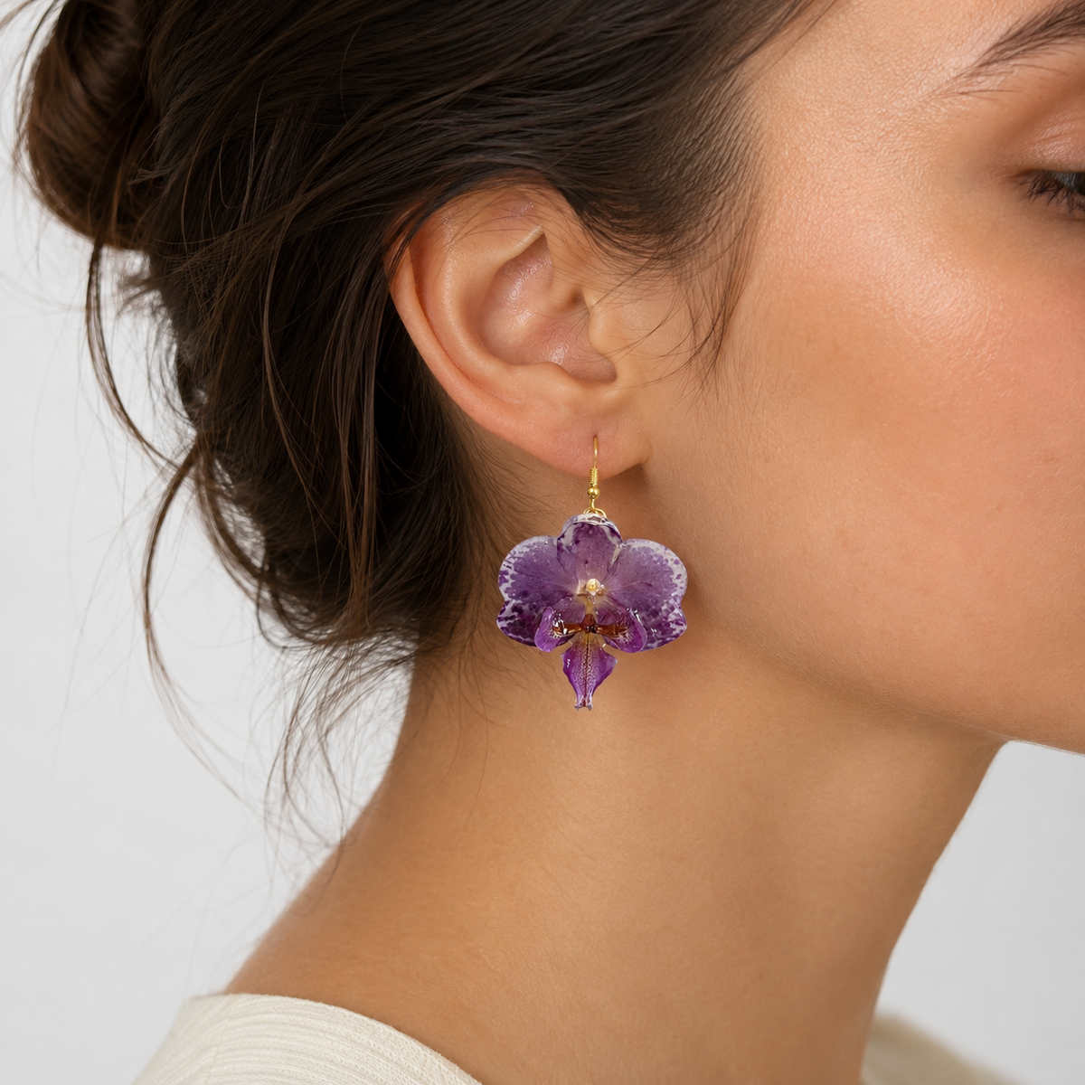 Boucles d'oreilles Amandine - Orchidée préservée