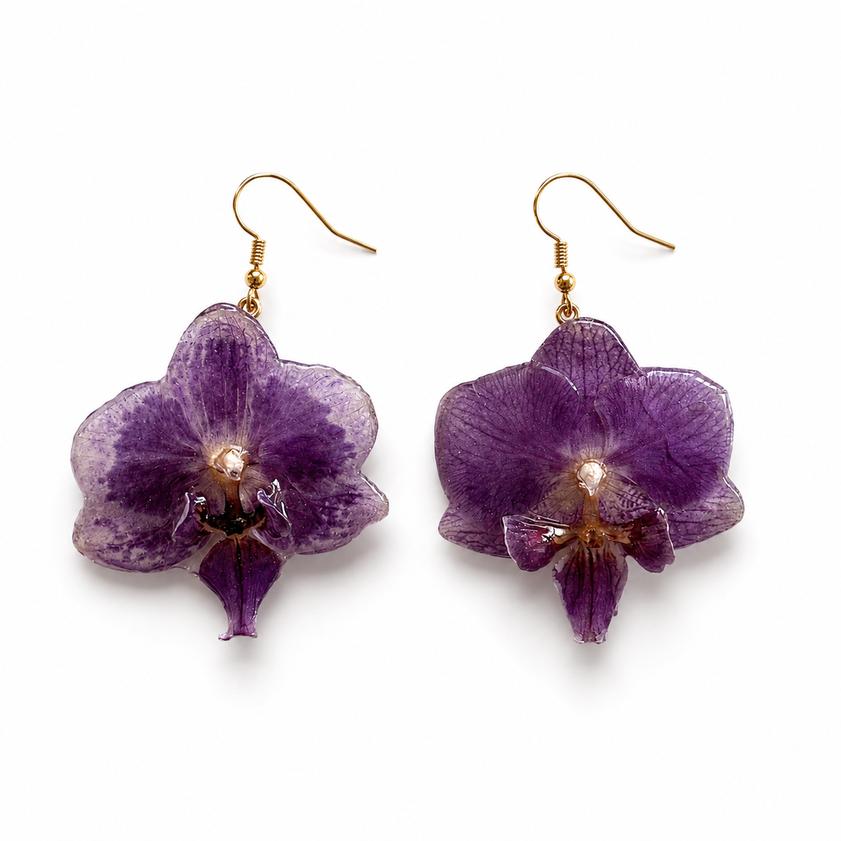 Boucles d'oreilles Capucine - Orchidée préservée
