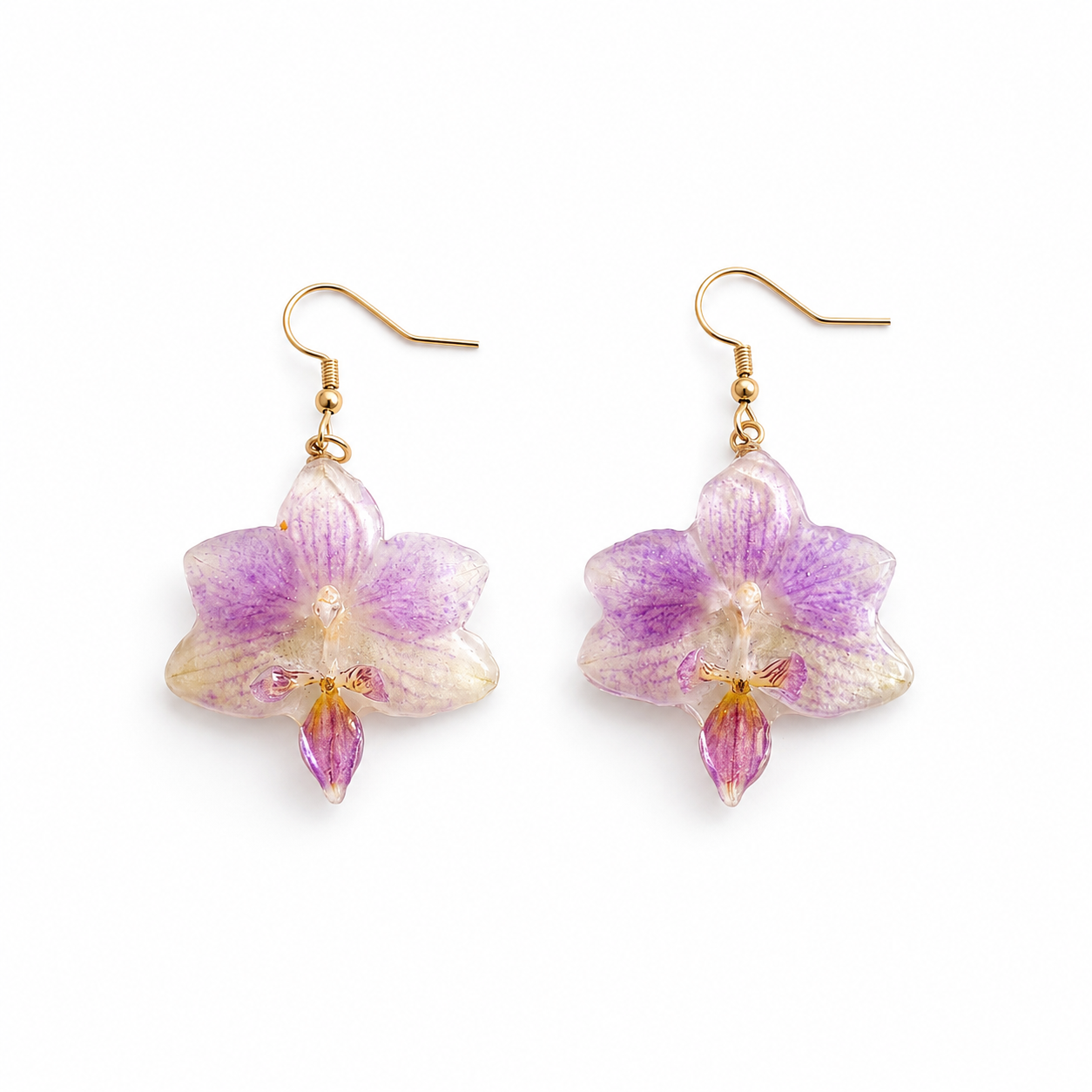 Boucles d'oreilles Glycine - Orchidée préservée