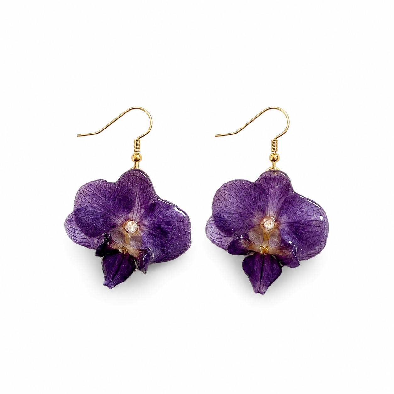 Boucles d'oreilles Améthyste - Orchidée préservée