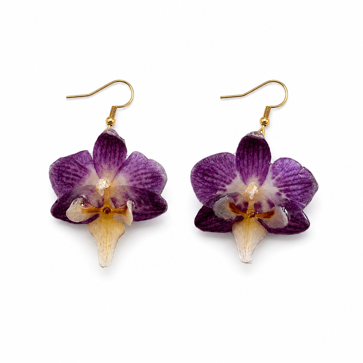 Boucles d'oreilles Léa - Orchidée préservée