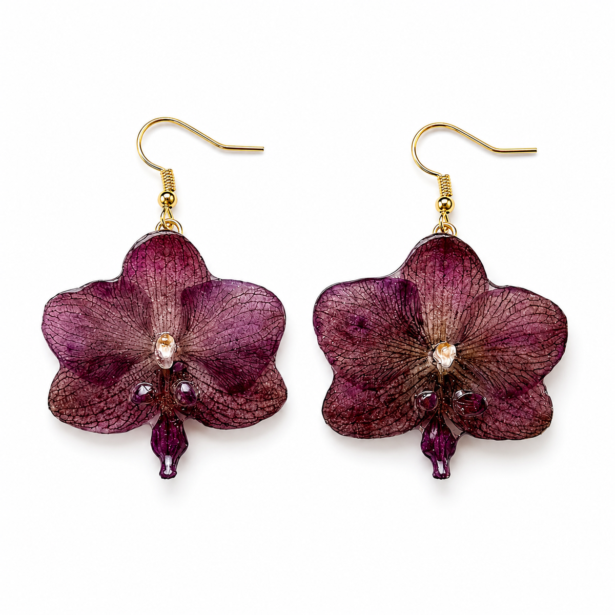 Boucles d'oreilles Solène - Orchidée préservée