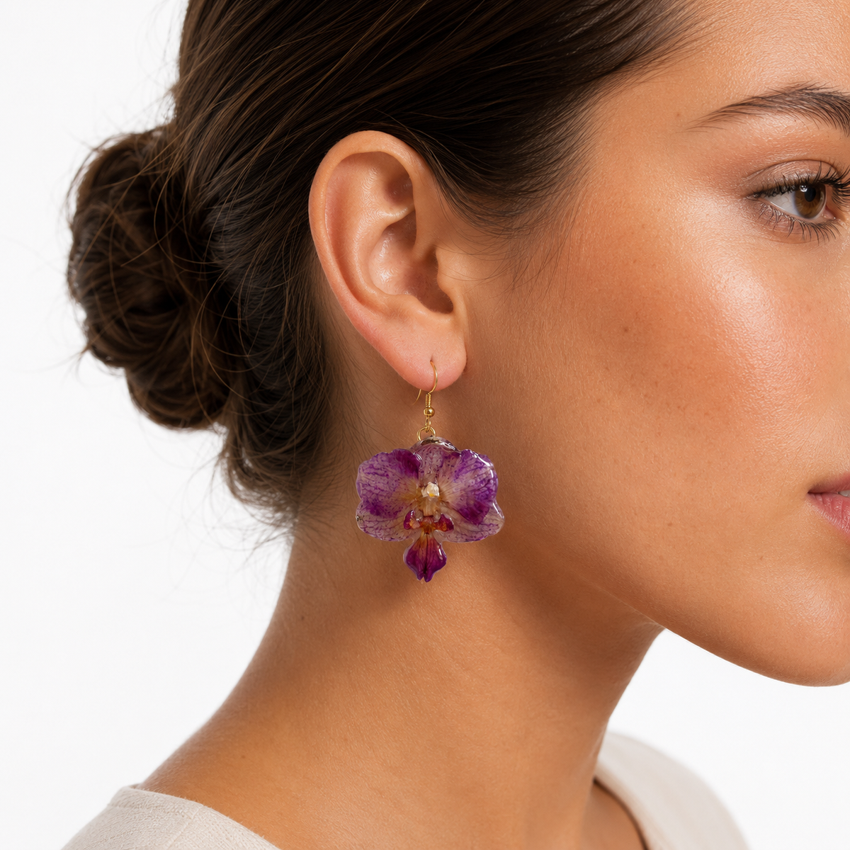 Boucles d'oreilles Aimée - Orchidée préservée