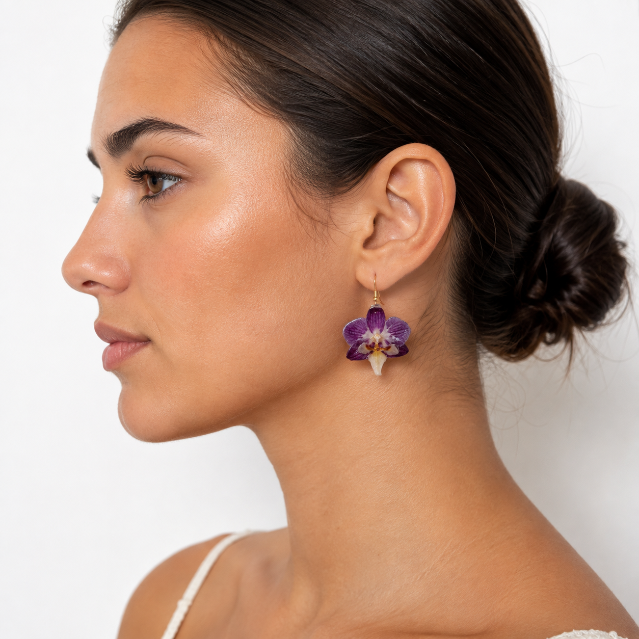 Boucles d'oreilles Léa - Orchidée préservée