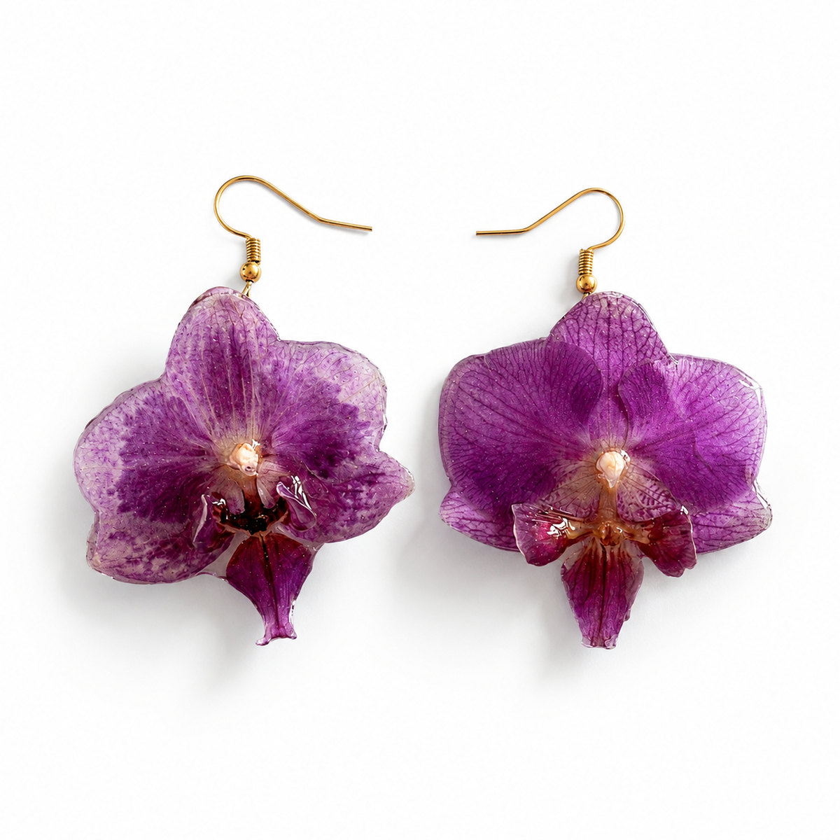 Boucles d'oreilles Mauve - Orchidée préservée