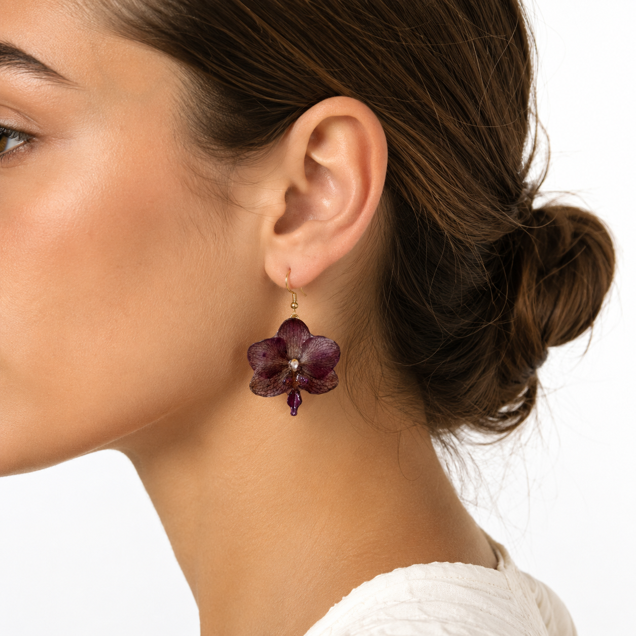 Boucles d'oreilles Solène - Orchidée préservée