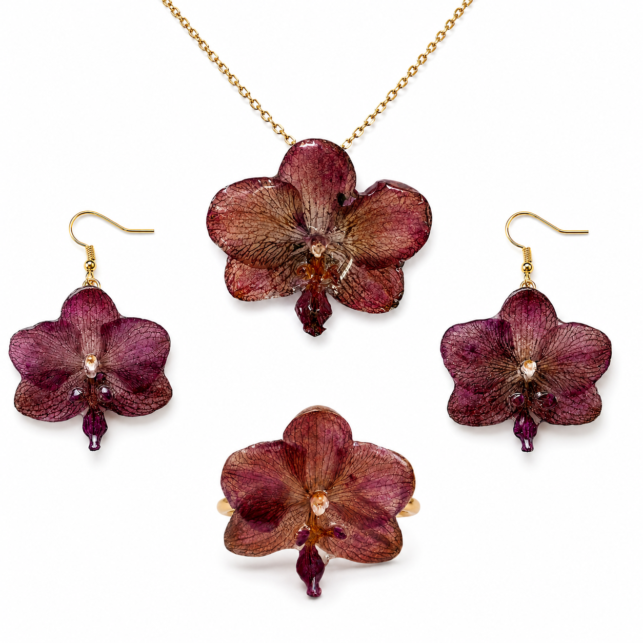 Ensemble Solène – Bague + Boucles d'oreilles + Collier