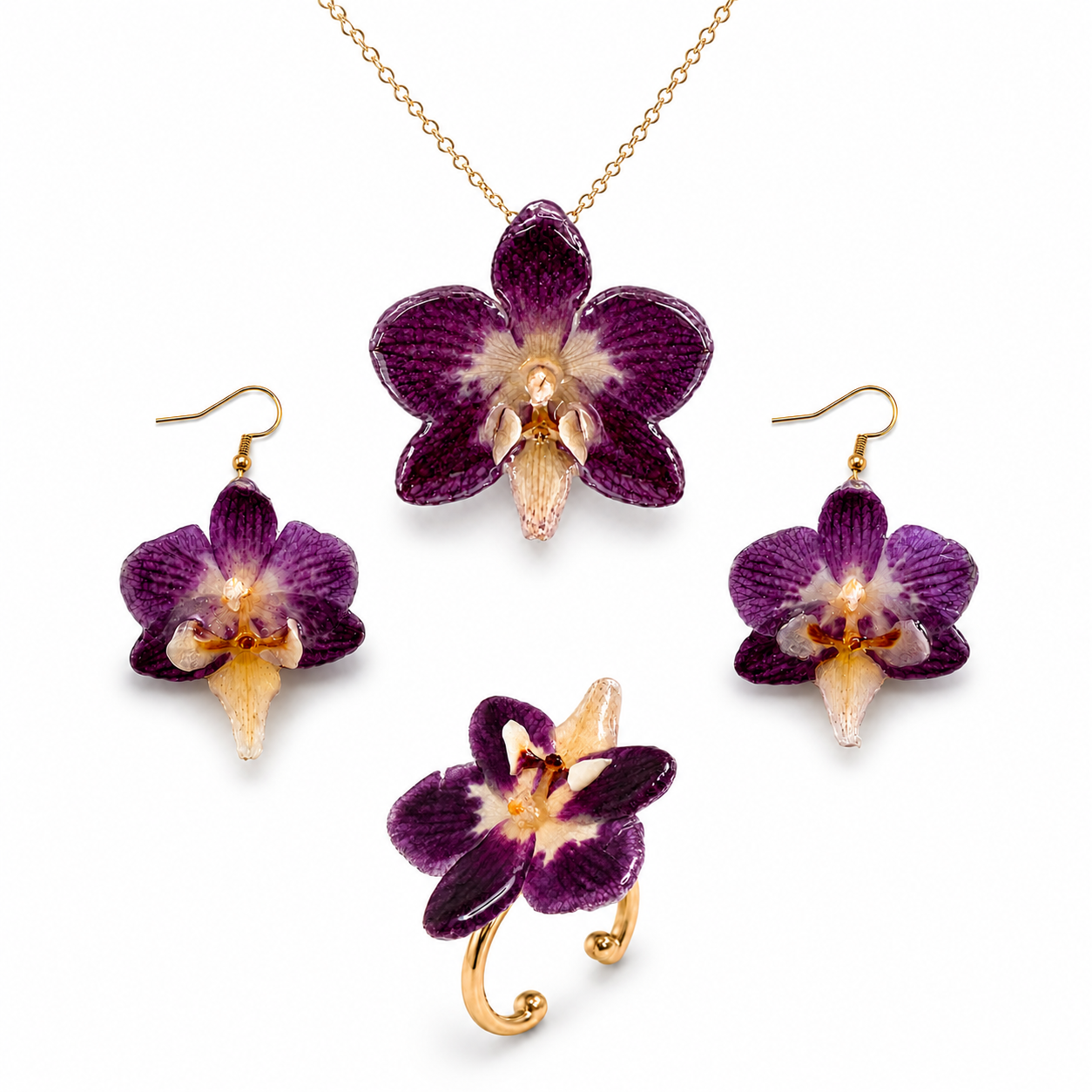 Ensemble Léa – Bague + Boucles d'oreilles + Collier