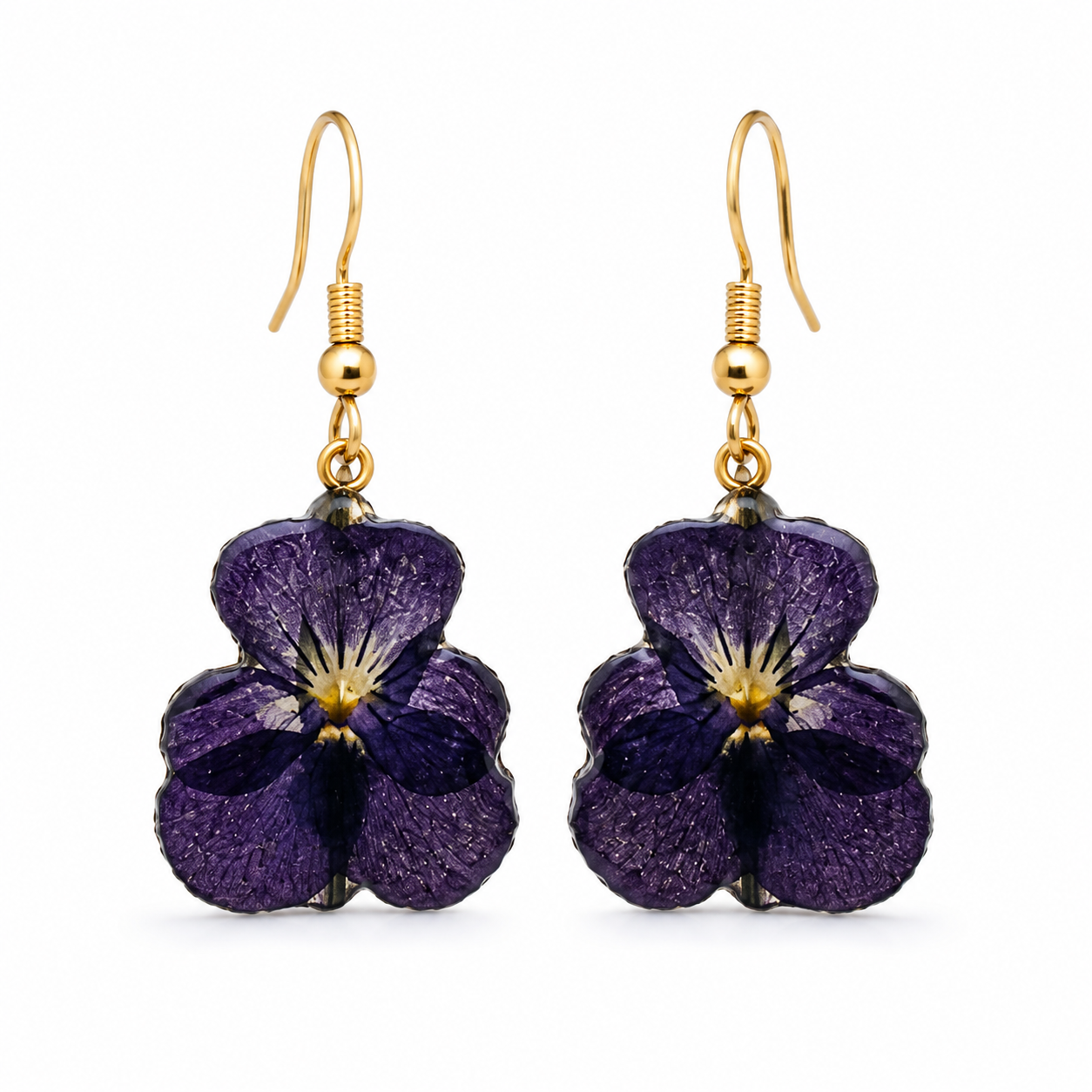 Boucles d'oreilles Violette - Fleur naturelle